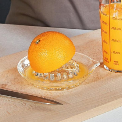 Urbn-Living Urbnliving 16Cm Round Glass Citrus Lemon Orange Lime Squeezer Strainer Fresh Hand Juicer Tool