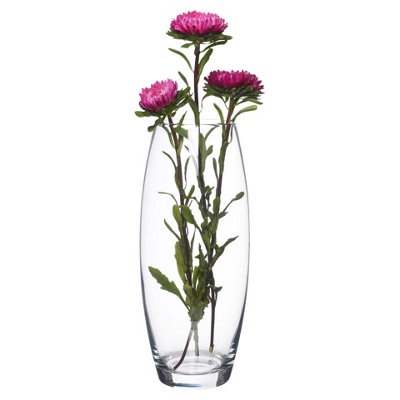 Urbn-Living Pasabahce 600Ml Clear Glass Straight Fluted Rounded Shape Flower Wedding Vase