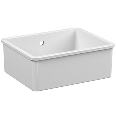 B&Q -  Mataro White 1-Bowl Undermount Ceramic Kitchen Sink With WasteDurable & Seamless Design