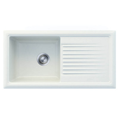 Reginox RL304CW White 1 Bowl Inset Reversible Ceramic Kitchen Sink - Image 3