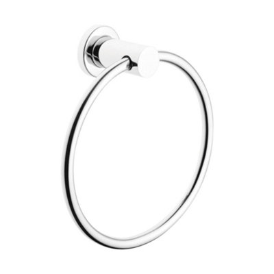 Vitra Ilia Bathroom Round Wall Mounted Towel Ring 210mm Chrome Finish from B&Q