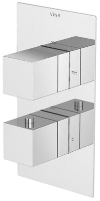 Vitra Aquaheat Chrome Square Thermostatic Shower Mixer Kit2 Function from B&Q