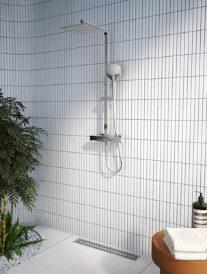 Vitra Aquaheat Bliss Chrome Square Complete Shower Set from B&Q