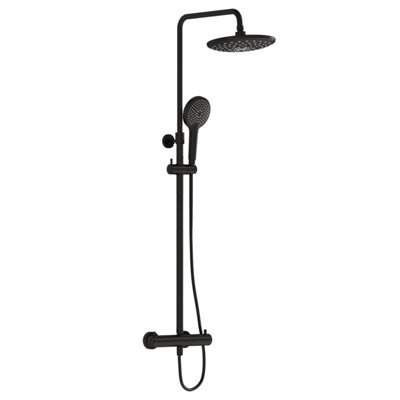Vitra Aquaheat Bliss Matt Black Thermostatic Mixer Shower With 2 Heads & 1500M Hose Length from B&Q