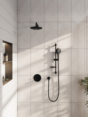 Vitra Bliss Matt Black Handshower Riser Rail Set from B&Q