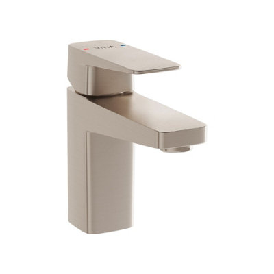 Vitra Root Brushed Nickel Square Basin MixerCompact from B&Q