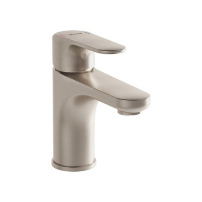 Vitra Root Brushed Nickel Round Basin MixerCompact from B&Q