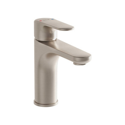 Vitra Root Brushed Nickel Round Basin Mixer from B&Q