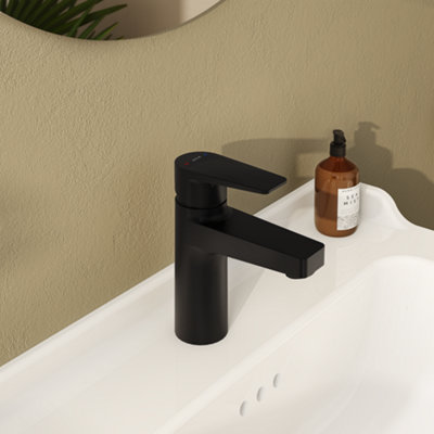 Vitra Flow Square Matt Black Basin Mixer from B&Q