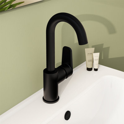 Vitra Flow Soft Matt Black Swivel Basin Mixer from B&Q
