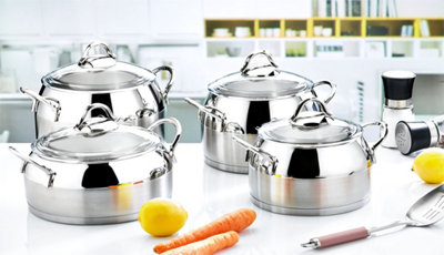 Evimsaray Venus Series 8-Piece Cookware Set - Silver - Image 4