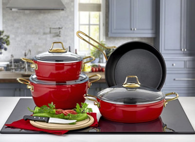 B&Q -  Grande Collection 7-Piece Non-Stick Granite Cookware Set