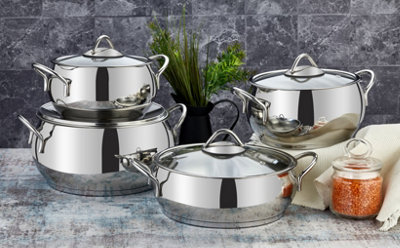 Evimsaray Sevval Series 8-Piece Stainless Steel Cookware Set - Silver - Image 5