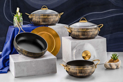 Rozi 7-Piece Cookware Set - Aluminium - Gold - 7 Piece - Image 4