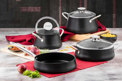 Rozi Dora Collection 7-Piece Non-Stick Granite Cookware Set (Black) - #000000 - Image 3