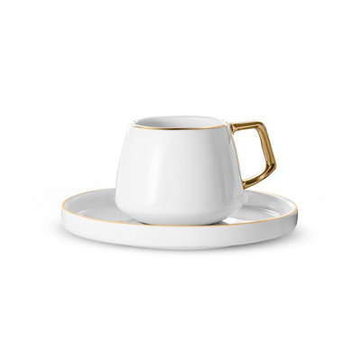 B&Q -  Streamline Saturn 12-Piece Porcelain Espresso Turkish Coffee Cup Set For 6 People100MlWhite Gold