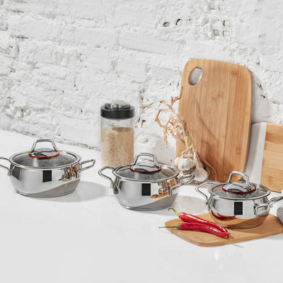 B&Q -  Emirgan 6 Piece Stainless Steel Induction Midi Set