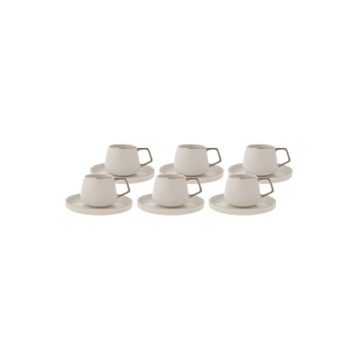 Karaca Streamline 12-Piece Porcelain Espresso Turkish Coffee Cup Set For 6 People100MlWhite Silver from B&Q