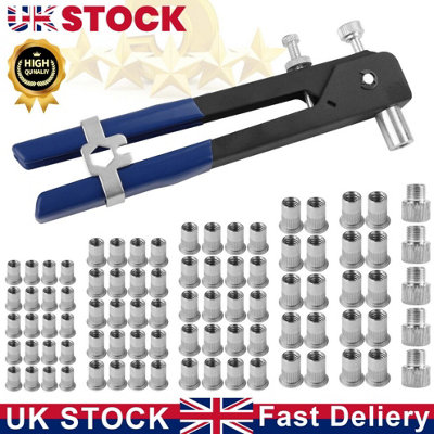 86PCS M3-M8 Hand Riveter Rivet Gun Kit Threaded Rivet Nut Set Tool