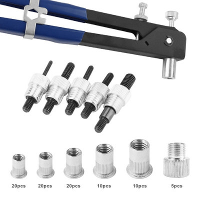 86PCS M3-M8 Hand Riveter Rivet Gun Kit Threaded Rivet Nut Set Tool