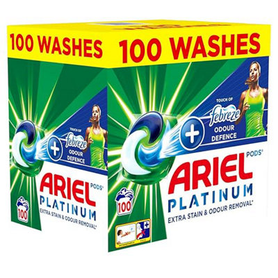 Ariel Platinum Washing Pods + Febreze Odour Defence 100 Washes from B&Q