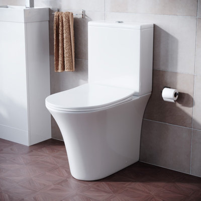 White Rimless Soft Close Round Close Coupled Toilet - Image 3