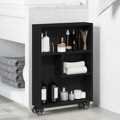 Berkfield Narrow Storage Trolley Black Oak 48X13X68 Cm Engineered Wood from B&Q