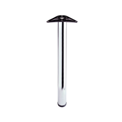 870mm Worktop Leg Breakfast Bar Support Polished Chrome Adjustable Foot 60mm Diameter
