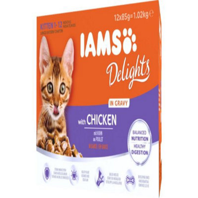 Iams Delights Cat Pouch Kitten In Gravy 12X85G from B&Q