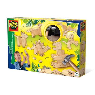 Ses Creative Dinosaurs Woodwork Craft Kit 00942 - Build Dinosaur Models With Real Nails (Stegosaurus, T-Rex, Pteranodon) For Kids 6+ - Image 5