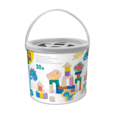 Ses Creative  Kids  Wooden Building Blocks Dinos - 50Pcs Bucket, Sports Direct - Image 6