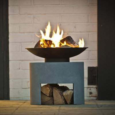 Ivyline Fire Pit & Oval Console Cement H41Cm W46Cm