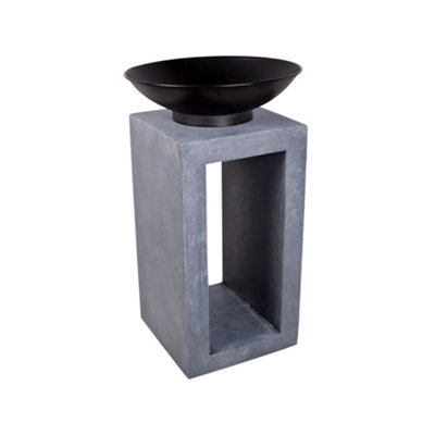 Ivyline Fire Pit & Square Console Cement H68.5Cm W39Cm