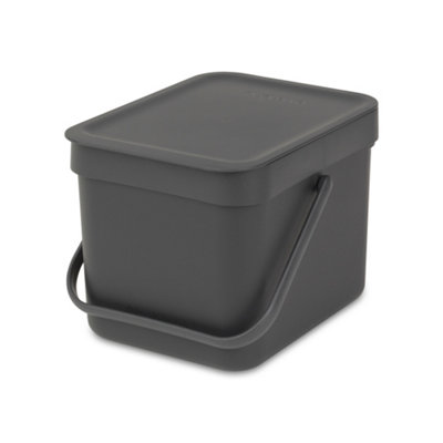 B&Q -  Sort & Go Grey Plastic Bin6L