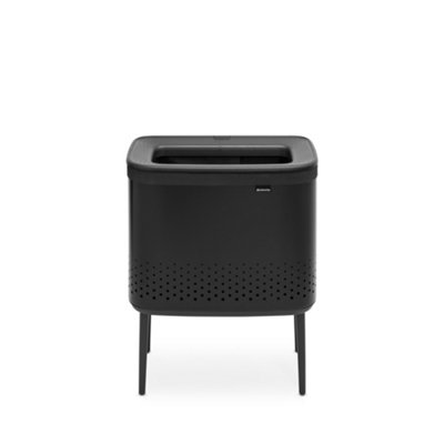 Brabantia - Bo Laundry Bin 60L - Stylish Dirty Clothes Hamper - Lid with Quick-Drop Opening - Removable Cotton Bag - Portable & Hygienic - Bedroom & Bathroom Accessory - Matt Black - Image 4