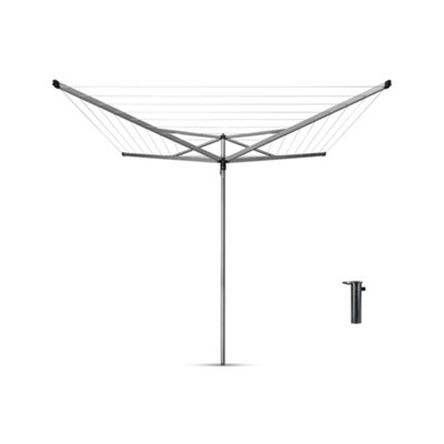 Brabantia Metallic Anodised Aluminium & Steel 4 Arm Rotary Airer, 50M Grey