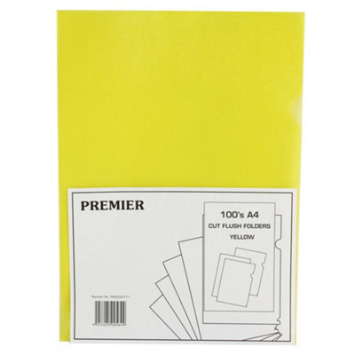 White Box A4 Cut Flush FolderYellow (Pack Of 100) from B&Q