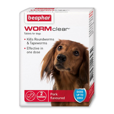 Beaphar Wormclear Dog Upto 20Kg 2 TabletsPack Of 6 from B&Q