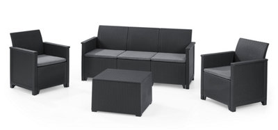 Keter Emma 5 Seater Lounge Set With Storage Table - Grey