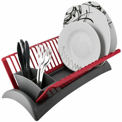 Geezy Alpina Dish Drainer Rack With Cutlery Section Compact Dryer Kitchen Sink Washing from B&Q