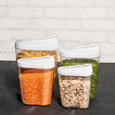 Vivo 4Pcs Cereal Dispenser Food Storage Container Organiser Set Pasta Pantry Bpa FreeWhite from B&Q
