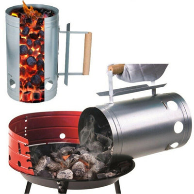 Taylor & Brown Bbq Charcoal Chimney Starter Grill 27X17CmQuick Start Galvanised Steel Fire Ignition Lighter With Wooden Handle from B&Q