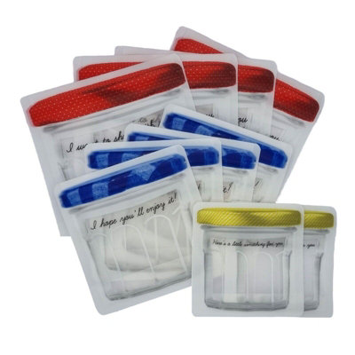 B&Q -  10 X Reusable Food Storage Bags Seal Lock Freezer Leak Proof Bpa Free Fresh Uk