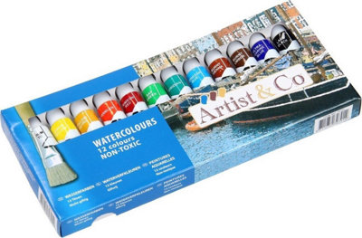 Watercolour Paint Set 12 Colours Non Toxic Watercolour Paint Tubes With Paint Brush Artist Painting Set For Kids School Crafts from B&Q