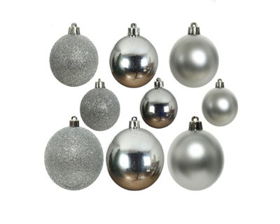 Decoris 30 Silver Christmas Tree Baubles from B&Q