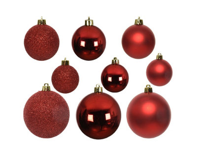 Decoris 30  Red Christmas Tree Baubles from B&Q
