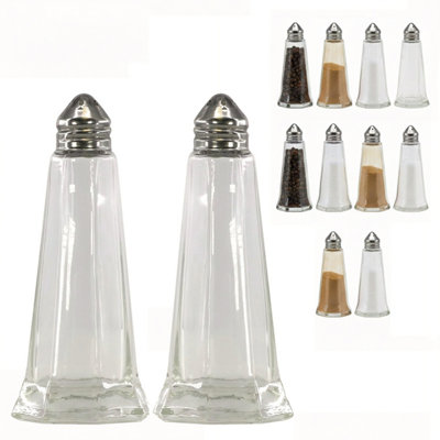 Geezy Classic Salt & Pepper Pots Glass Condiment Shakers Set Condiment Dispensers X12 from B&Q