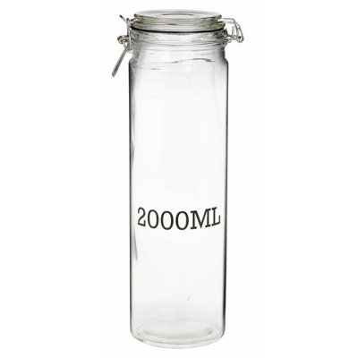 Urbn-Living Urbnliving 33.5Cmheight 2000Ml Glass Storage Jar With Air Tight Sealed Metal Clamp Lid Tall Kitchen Cruet from B&Q