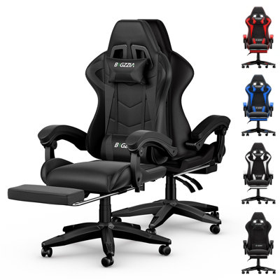 B&Q -  Ergonomic Gaming Chair With With FootrestHeight-Adjustable Office & Computer Chair(Black)