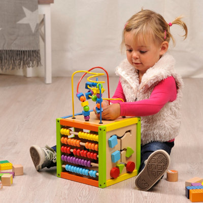  - 5 In 1 Activity Cube Toddler Learning ToyShape Sorter Bead Track Counting Frame Games 18 Months+ Storage Design Educational...